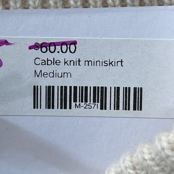 Olivaceous Cable‎ Knit Mini Skirt, Medium, Ivory - Picture 8 of 9